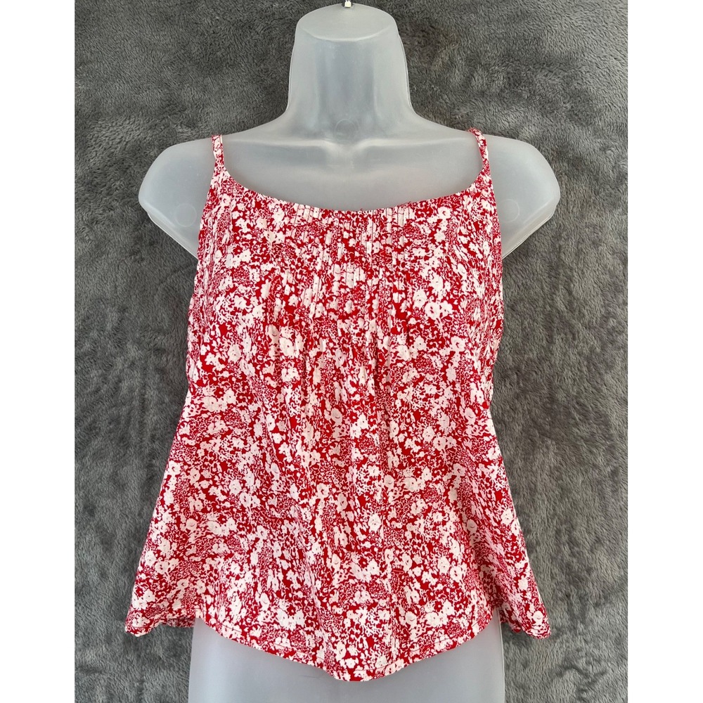 Burberry London Camisole Tank Top Womens Size 10 Red Floral Made in Italy